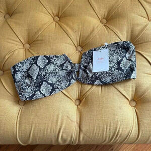 NWT Andie Black‎ and Gray Snake Scala Bikini Top Women Size L
